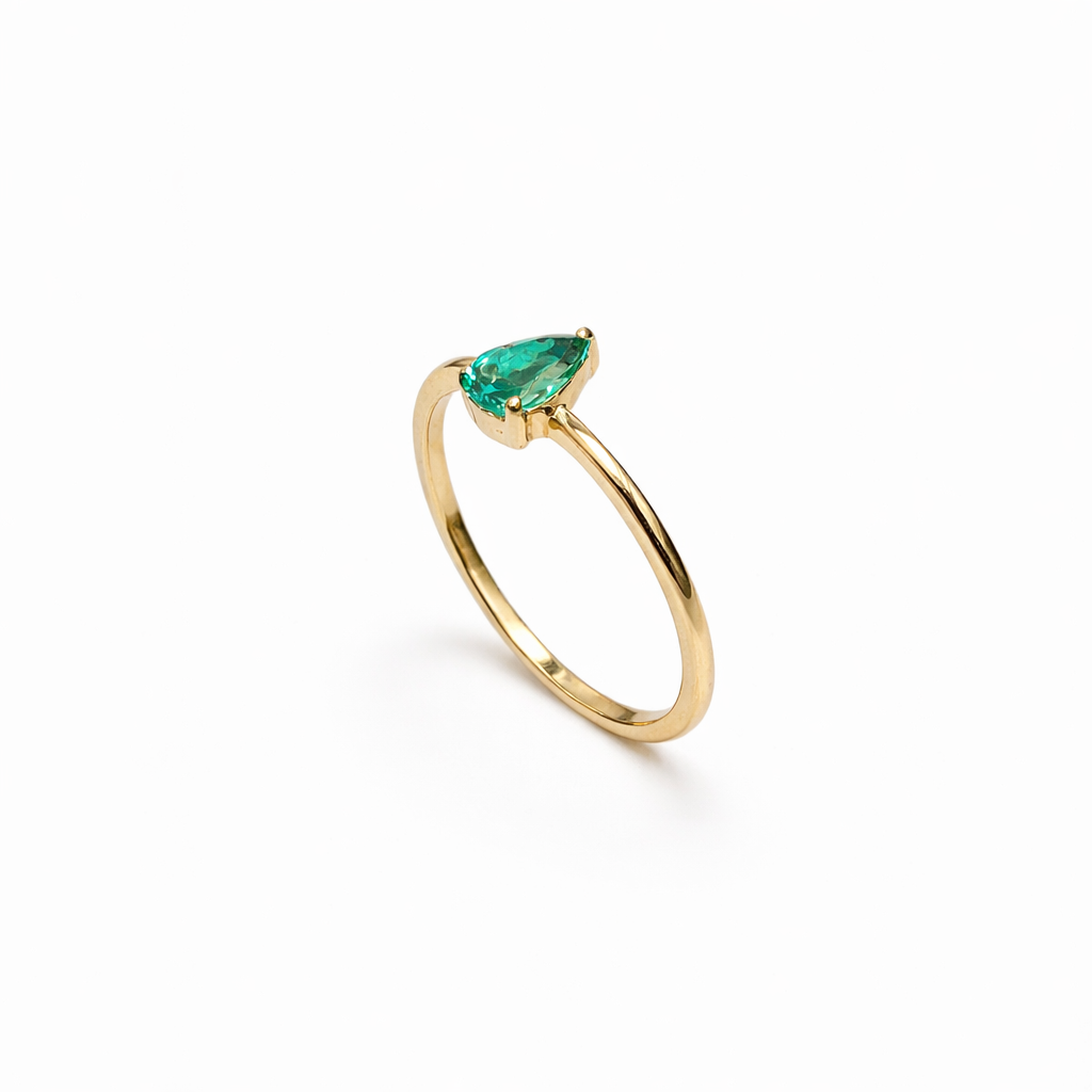 Anillo Esmeralda Gota 0.26 ct en Oro 18K