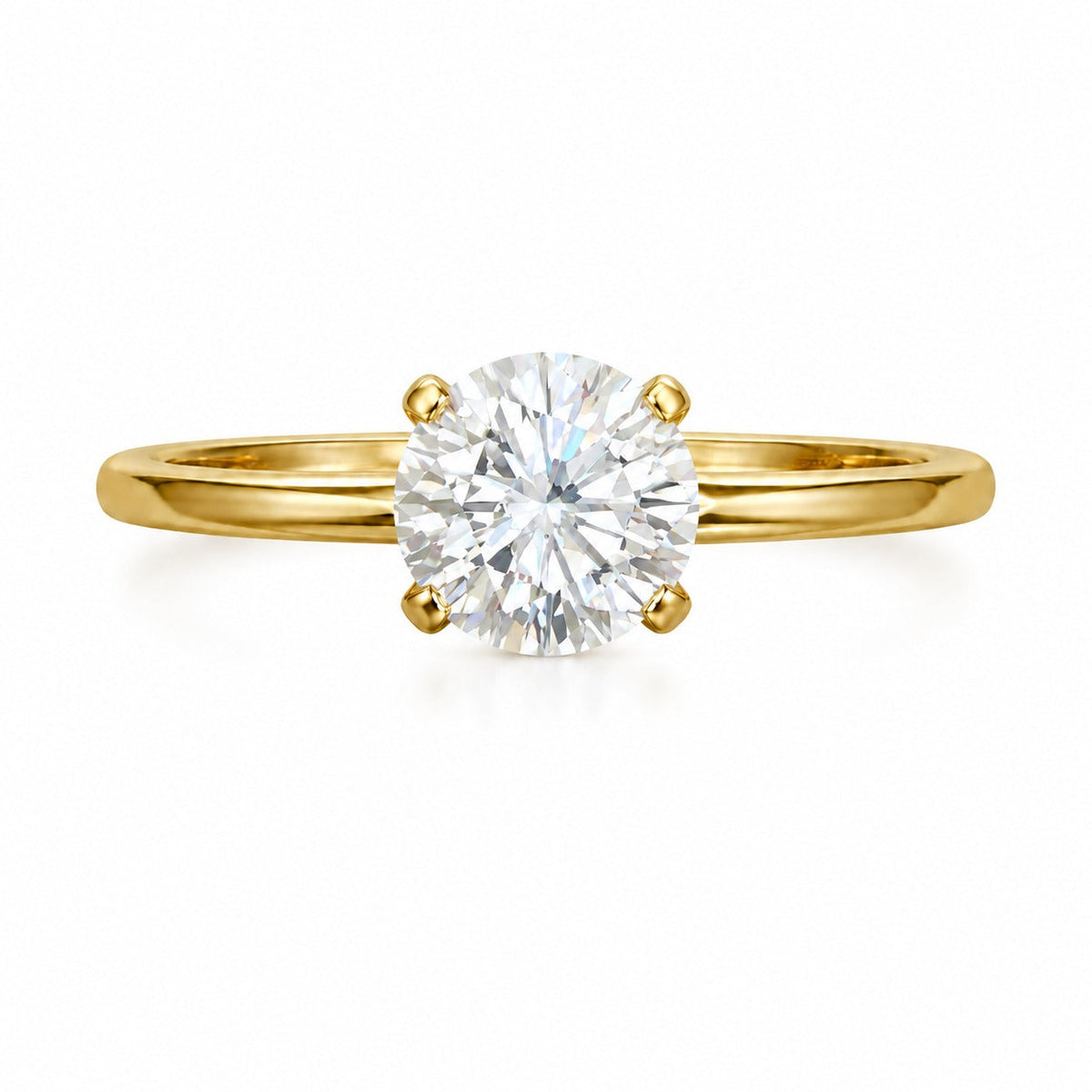 Anillo Round 1.00 ct en oro amarillo 18K con moissanita GRA