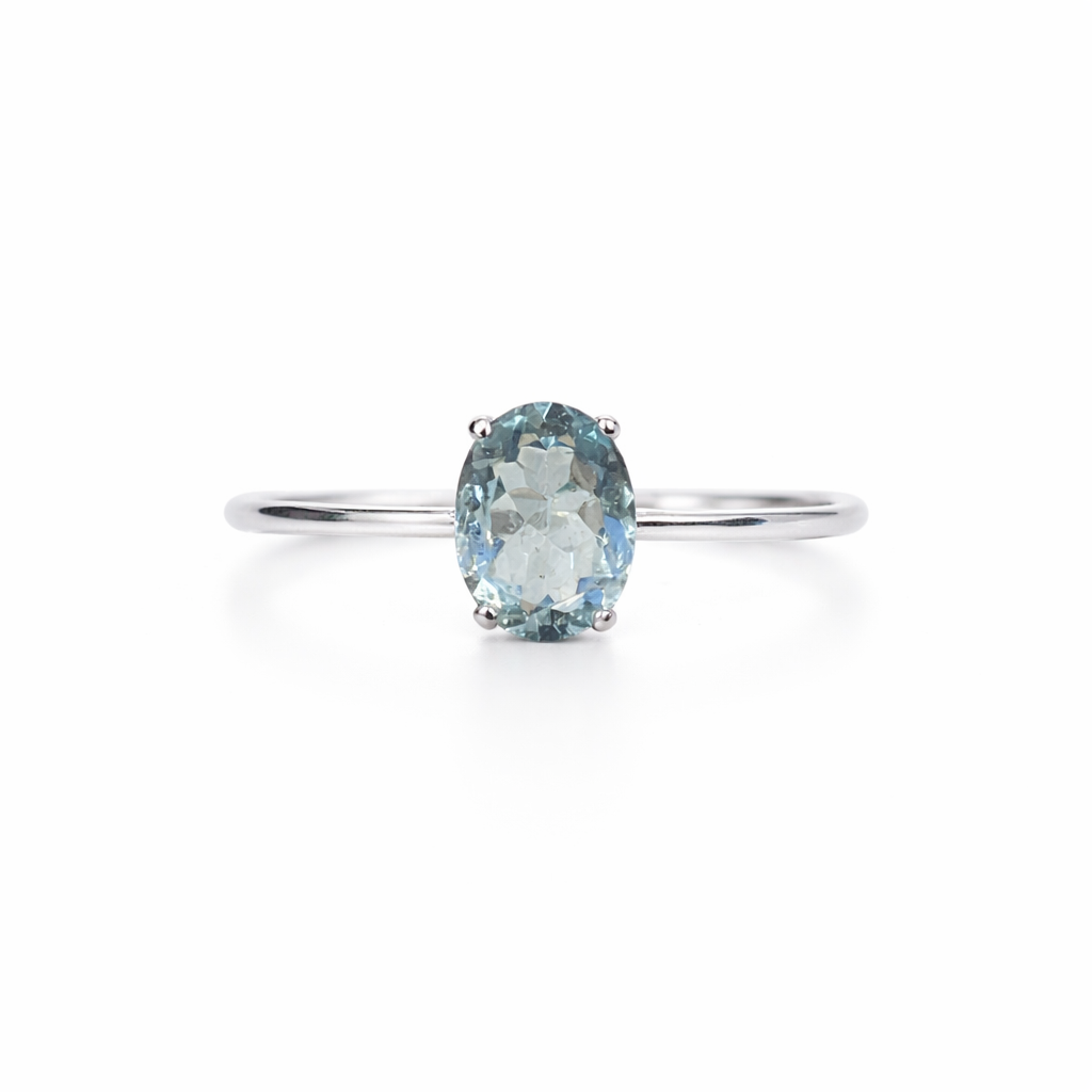 Anillo en Oro Blanco 18K con Turmalina Paraíba Natural