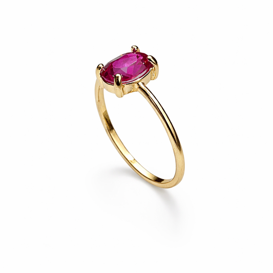 Anillo Espinela Rosa 1.03 ct en Oro 18K