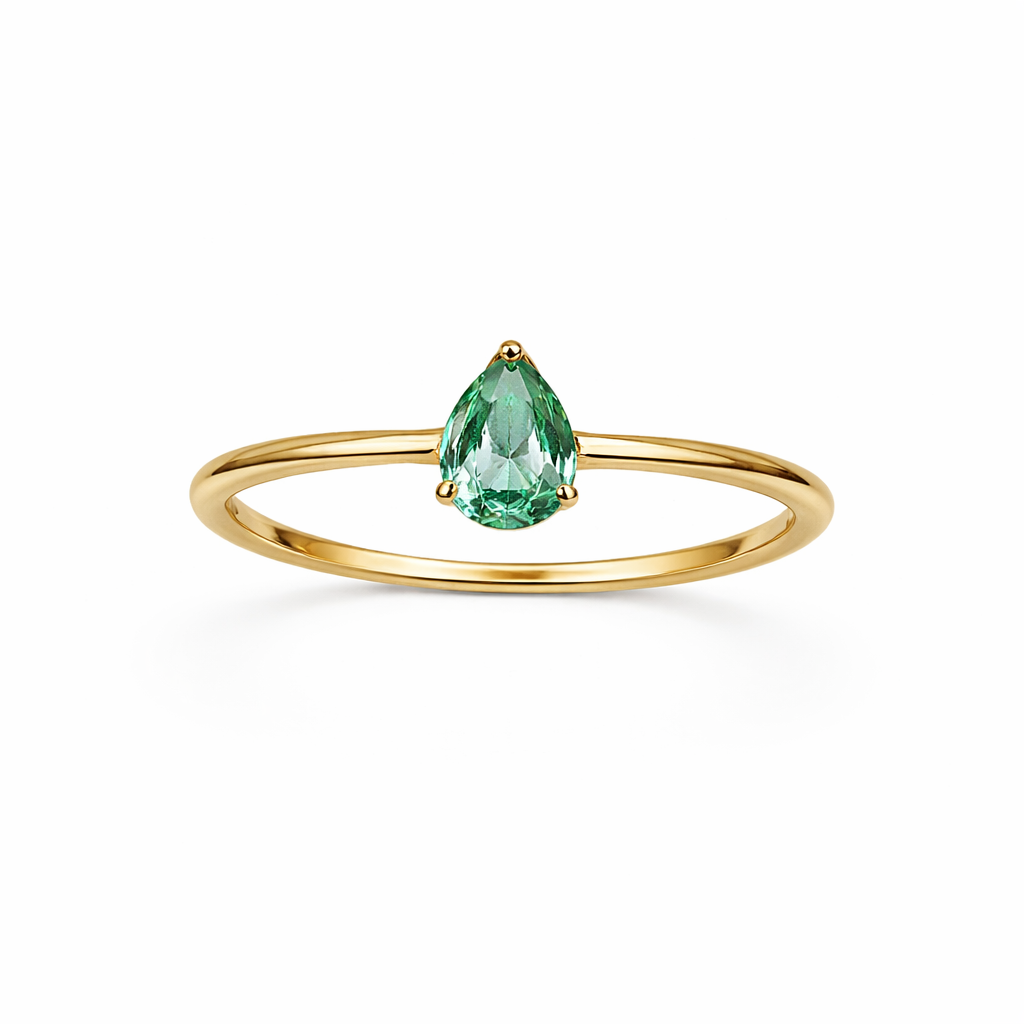 Anillo Esmeralda Gota 0.26 ct en Oro 18K