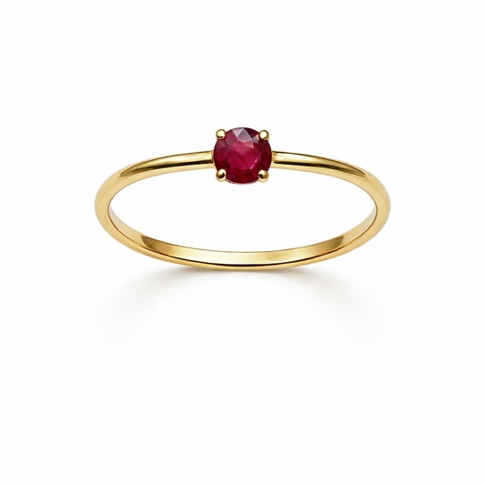 Anillo Rubí Clásico en Oro 18K