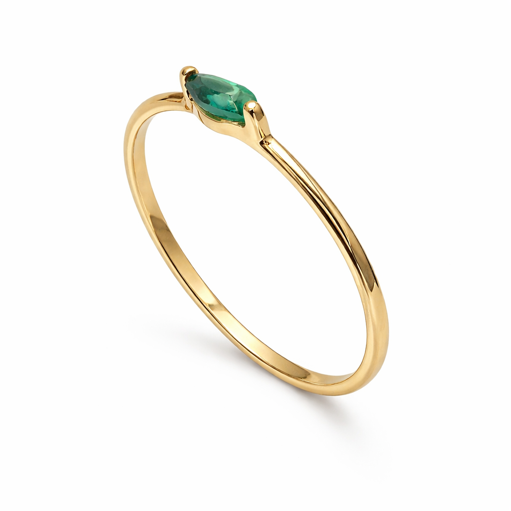 Anillo Esmeralda Marquise en Oro 18K