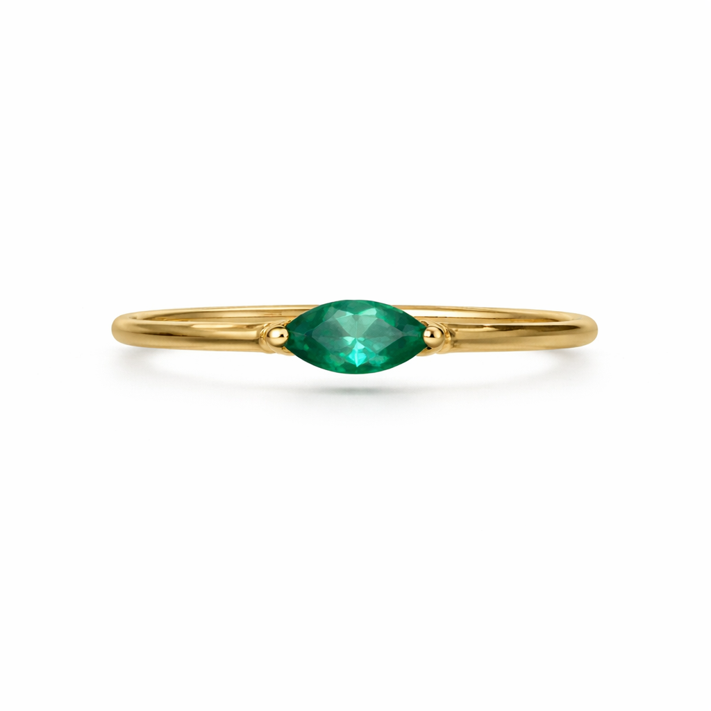 Anillo Esmeralda Marquise en Oro 18K