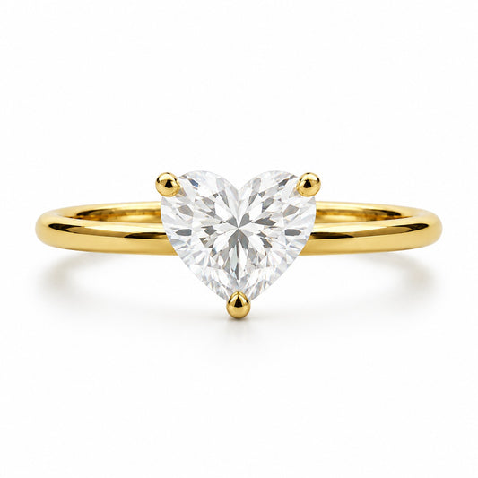 Anillo Corazón 0.60 ct en oro amarillo 18K con moissanita GRA
