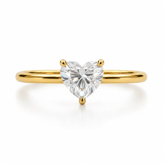 Anillo de compromiso corazón con moissanita de 0.50 ct en oro amarillo 18K