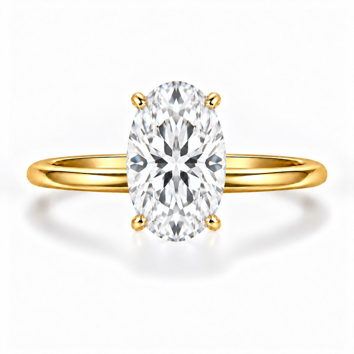 Anillo Oval H&A 2.50 ct en oro amarillo 18K con moissanita GRA