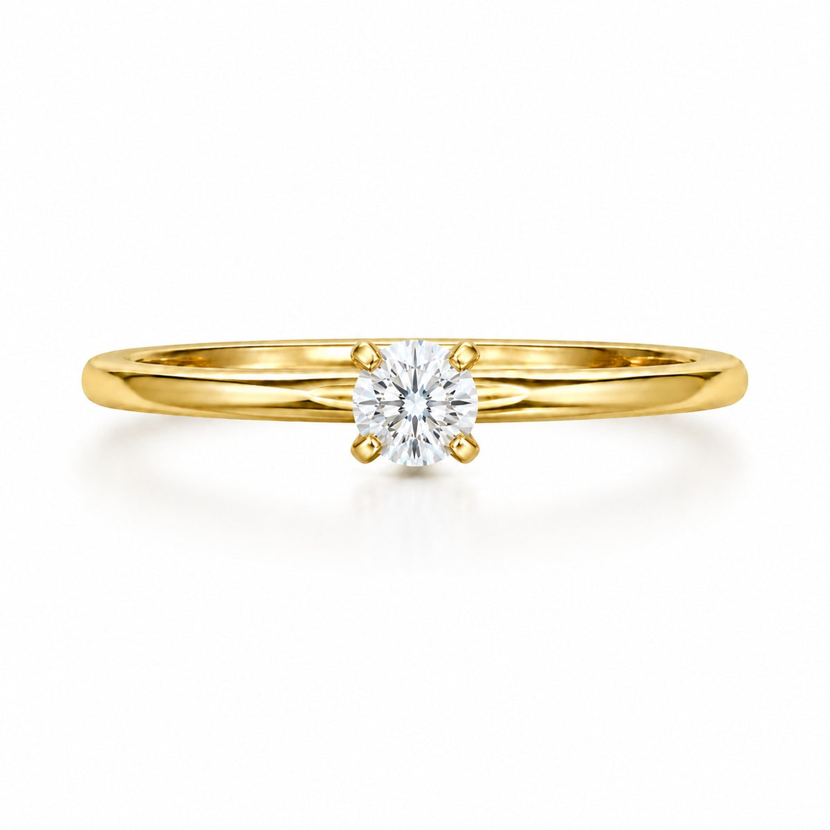 Anillo Round 0.30 ct en oro amarillo 18K con moissanita GRA