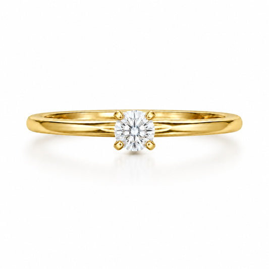 Anillo Round 0.30 ct en oro amarillo 18K con moissanita GRA