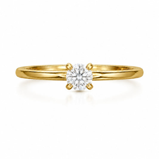 Anillo Round 0.40 ct en oro amarillo 18K con moissanita GRA