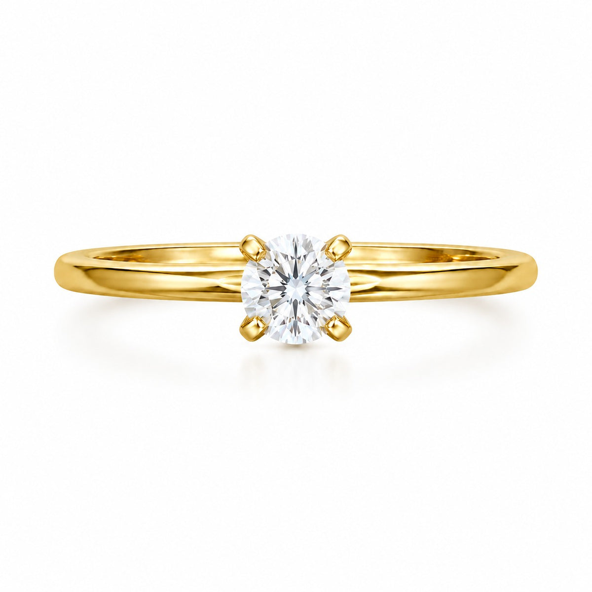 Anillo Round 0.50 ct en oro amarillo 18K con moissanita GRA