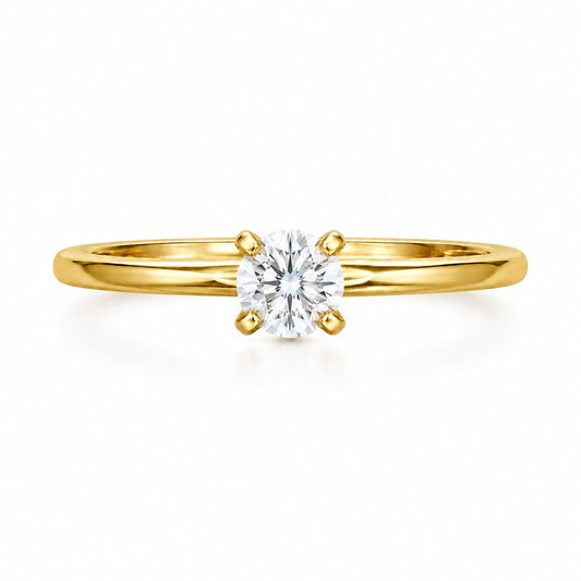 Anillo Round 0.50 ct en oro amarillo 18K con moissanita GRA