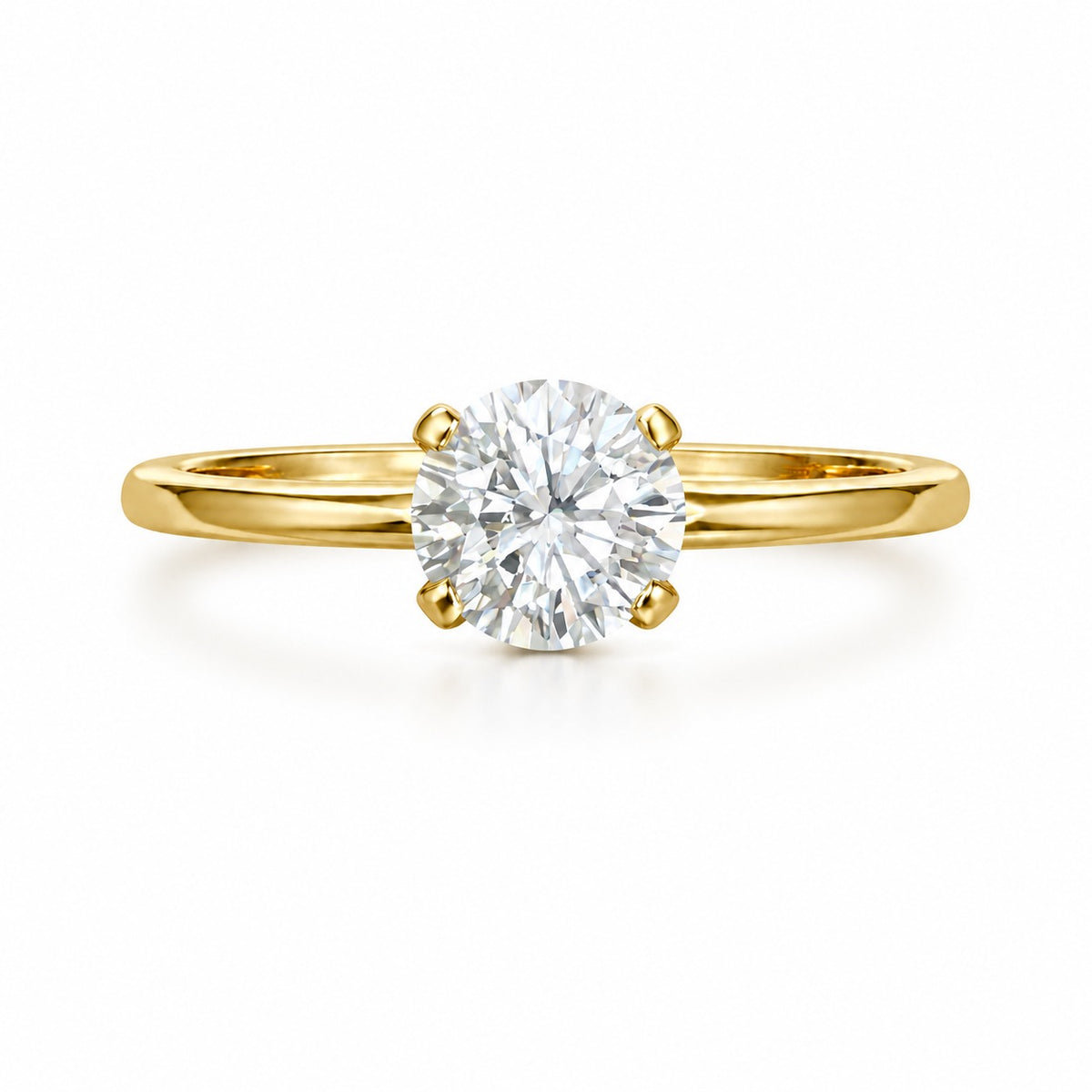 Anillo Round 0.60 ct en oro amarillo 18K con moissanita GRA