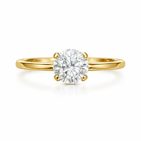 Anillo Round 0.60 ct en oro amarillo 18K con moissanita GRA