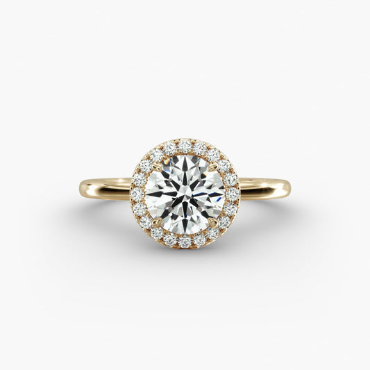 Anillo de Compromiso Round con Halo Oro 18K
